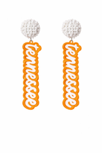 Load image into Gallery viewer, Tennessee Pom Pom Drop Earrings
