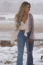 Load image into Gallery viewer, Woodstock Floral Bell Sleeve Wrap Top - Cream Floral