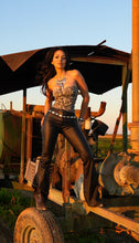 Load image into Gallery viewer, Leather Blakely High Waisted Bell Bottom Flare Jeans - Black