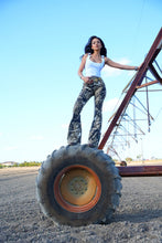 Load image into Gallery viewer, Fiona High Waisted Bell Bottom Flare Jeans - Moss Brown Camo
