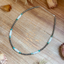 Load image into Gallery viewer, 18-Inch Turquoise, White Freshwater Pearl Necklace