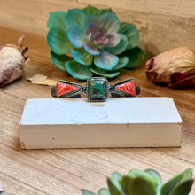 Load image into Gallery viewer, MJ Turquoise &amp; Red Spiny Oyster Sterling Silver Cuff