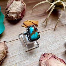 Load image into Gallery viewer, MJ Trapezoid Blue Turquoise Adjustable Sterling Silver Ring