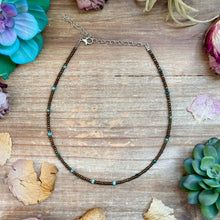 Load image into Gallery viewer, Turquoise &amp; Copper Glass Bead Choker 14”
