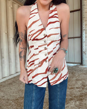 Load image into Gallery viewer, The Taupe Zebra Halter Top