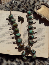 Load image into Gallery viewer, The Sonoran Gold Squash Blossom Necklace with Earrings