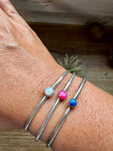 Load image into Gallery viewer, Small Opal Cuff Bracelet – Choice of Pink, Blue, or White – Sterling Silver