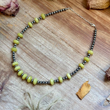 Load image into Gallery viewer, Faceted Lemon Jade &amp; Sterling Silver Pearl Necklace