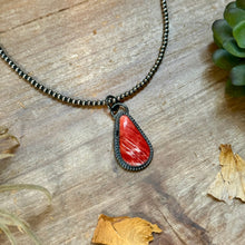 Load image into Gallery viewer, ***FREE Sterling Silver Pearl Necklace + MJ Red Spiny Oyster Pendant