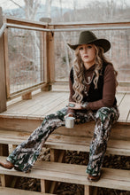 Load image into Gallery viewer, Fiona High Waisted Bell Bottom Flare Jeans - Woodland Green Camo