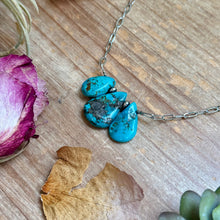 Load image into Gallery viewer, 15” Turquoise Teardrop Chain Necklace – Silver Plated Paperclip