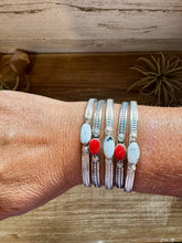 Load image into Gallery viewer, White Buffalo or Red Spiny Cuff Bracelet – Sterling Silver