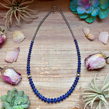 Load image into Gallery viewer, Lapis Rondelle &amp; Hematite Necklace – 22"