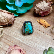 Load image into Gallery viewer, MJ Trapezoid Blue Turquoise Sterling Silver Ring – Size 7