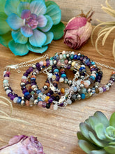 Load image into Gallery viewer, 6.25” Mixed Gemstone Bracelet – 6mm Sterling Silver Pearls