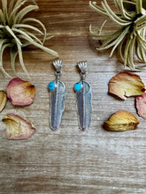 Load image into Gallery viewer, Feather Pendant – Kingman Turquoise &amp; Sterling Silver