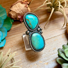 Load image into Gallery viewer, MJ Two-Stone Blue-Green Turquoise Statement Ring