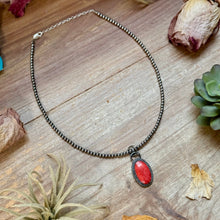 Load image into Gallery viewer, ***FREE Sterling Silver Pearl Necklace + MJ Oval Red Spiny Oyster Pendant