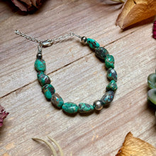 Load image into Gallery viewer, Turquoise Nugget Bracelet with Sterling Silver Pearls – 7” + Extender