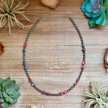 Load image into Gallery viewer, 19.5-Inch Pink Mojave-Style Turquoise &amp; Sterling Silver Pearl Necklace
