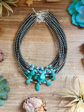 Load image into Gallery viewer, Turquoise Teardrop &amp; Freshwater Pearl Necklace