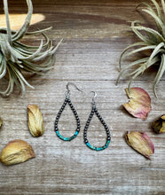 Load image into Gallery viewer, Teardrop Earrings – Sterling Silver Pearl &amp; Blue Turquoise Heishi