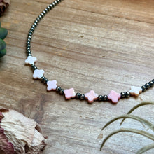 Load image into Gallery viewer, Pink Conch Flower &amp; Sterling Silver Pearl Necklace