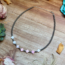 Load image into Gallery viewer, Pink Conch Flower &amp; Sterling Silver Pearl Necklace