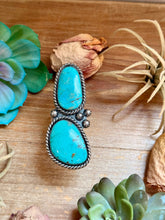 Load image into Gallery viewer, MJ Two-Stone Blue Turquoise Statement Ring