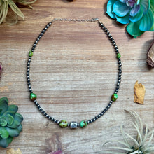 Load image into Gallery viewer, Rare Sonoran Gold Turquoise &amp; Sterling Silver Barrel Bead Necklace