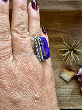 Load image into Gallery viewer, Purple Dahlia Ring – Sterling Silver – Native Made by M. Spencer – Size 8