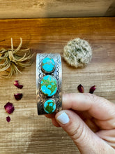 Load image into Gallery viewer, Cuff - Sterling silver Cuff Bracelet with 3 stone Sonoran gold turquoise