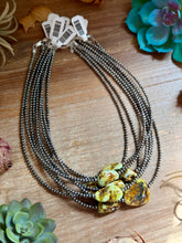 Load image into Gallery viewer, 3mm Sterling Silver Pearl &amp; Palomino Variscite Necklace