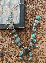 Load image into Gallery viewer, The Sonoran Gold Squash Blossom Necklace with Earrings