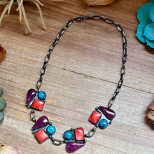 Load image into Gallery viewer, One-of-a-Kind Turquoise &amp; Spiny Oyster Three-Charm Choker