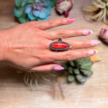 Load image into Gallery viewer, MJ Red Spiny Ring – Sterling Silver