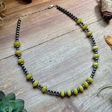Load image into Gallery viewer, Faceted Lemon Jade &amp; Sterling Silver Pearl Necklace