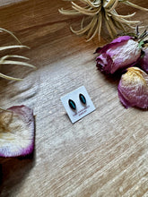 Load image into Gallery viewer, Mini Inlay Earrings – Kingman Turquoise – Sterling Silver – Zuni Made