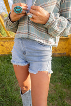 Load image into Gallery viewer, Lindsey Asymmetrical Distressed Shorts- Medium Wash