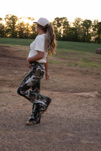 Load image into Gallery viewer, Fiona High Waisted Bell Bottom Flare Jeans - Woodland Green Camo
