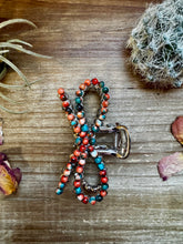 Load image into Gallery viewer, Orange &amp; Turquoise bow hair clips