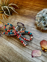 Load image into Gallery viewer, Orange &amp; Turquoise bow hair clips