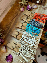 Load image into Gallery viewer, 10 options Deer Skin Leather Hoop Earrings – 6.5" – Final Edition – USA Made