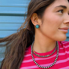 Load image into Gallery viewer, MJ Round Turquoise Stud Earrings