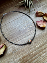 Load image into Gallery viewer, 14-Inch Sterling Silver Pearl &amp; Mojave Bead Choker