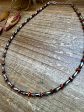 Load image into Gallery viewer, 14-Inch Sterling Silver Torpedo &amp; Spiny Oyster Heishi Choker