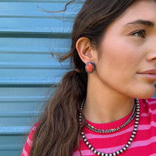 Load image into Gallery viewer, MJ Red Spiny Oyster Oval Stud Earrings