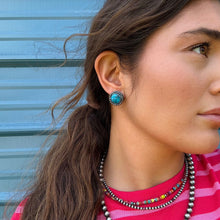 Load image into Gallery viewer, MJ Round Turquoise Stud Earrings