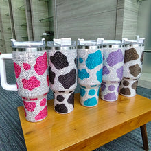 Load image into Gallery viewer, Cowprint Rhinestone Tumblers