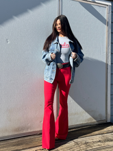 Load image into Gallery viewer, Fiona High Waisted Bell Bottom Flare Jeans - Red